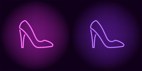 Neon women shoe in purple and violet color