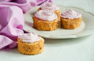 biscuit pastries (rolls) with cream