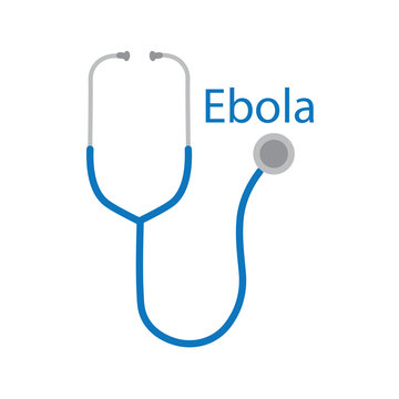 ebola text and stethoscope icon- vector illustration