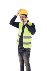 an engineer talking over the phone