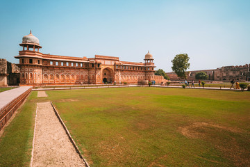 Obraz premium A wall of red fort in Delhi, India