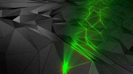 3D rendering abstract polygonal space low poly with connecting surface. Futuristic HUD background