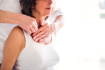 A physiotherapist working with a female patient.