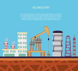 Fototapeta premium oil industry with refinery plant vector illustration design