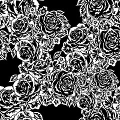 seamless monochrome pattern of flowers for greeting cards, background, price tags