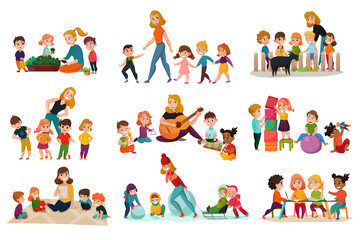 Fototapeta premium Kindergarten Icons Set