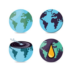 oil industry with world planet vector illustration design