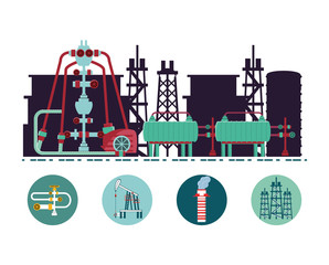 Naklejka premium oil industry with refinery plant vector illustration design