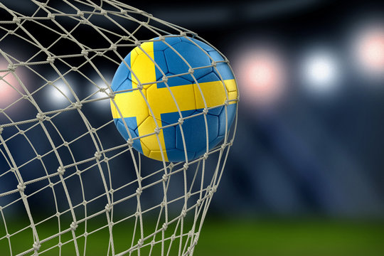 Swedish soccerball in net