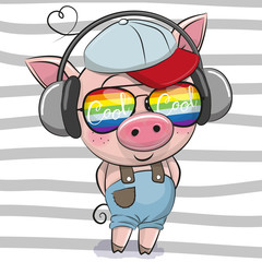 Cute Pig with sun glasses