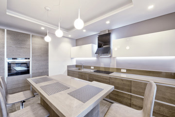 Interior design modern kitchen in the new house.