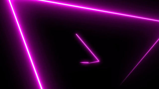 Seamless loop abstract background with purple neon triangles