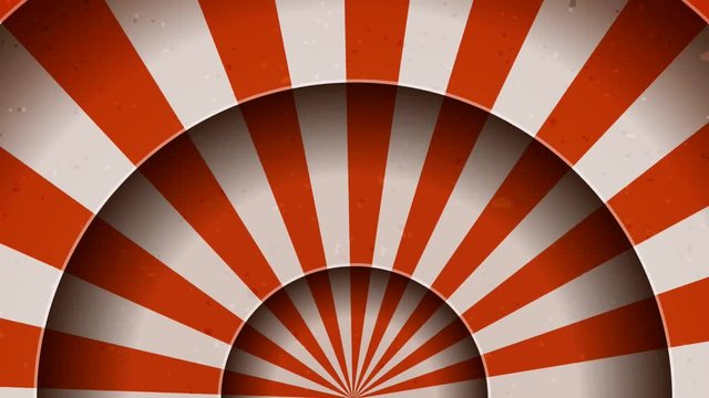 Vintage Abstract Circus Background Rotation/
Seamless looped animation of a vintage abstract circus background rotation, with shadow circles, sunbeams and soft grunge texture