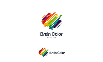 Brain Logo designs template, Colorful Brain logo designs concept vector