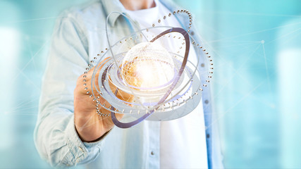 Connected earth globe concept icon on a futuristic interface