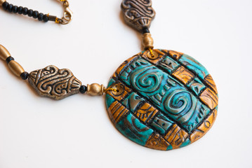 Egyptian gold turquoise necklace. Egypt fashion handmade jewellery.