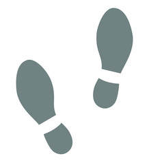 Footprint shoes symbol. Isolated grey footprints on a white background. Flat sign. Abstract vector illustration.