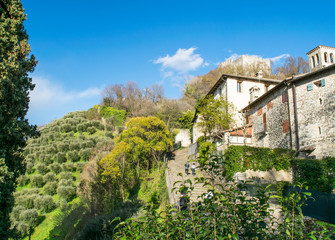 Fototapeta na wymiar Landscape of the town of Azolo,Italy,15 April 2018,,the village of Asolo 12th century, province of Treviso,spring panorama of a medieval town