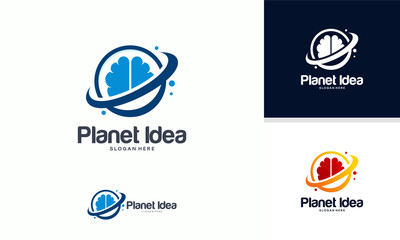Brain logo designs template, Planet Idea Logo designs concept vector