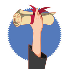 graduation card with diploma icon vector illustration design