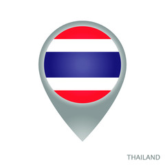 Map pointer with flag of Thailand. Gray abstract map icon. Vector Illustration.