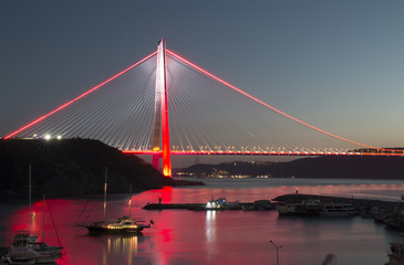 Fototapeta na wymiar Yavuz Sultan Selim Bridge on Bosphorus, İstanbul