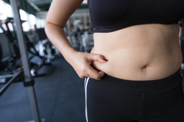 A woman body with fat belly.