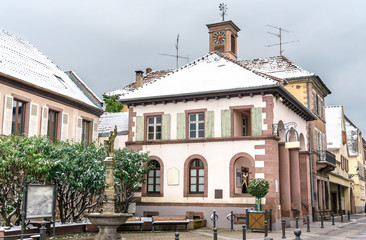 Houses in Ribeauville, a town at the foot of the Vosges Mountains. Alsace, France