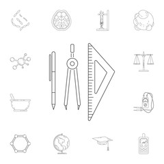 ruler pen compasses icon. Detailed set of Science and lab illustrations. Premium quality graphic design icon. One of the collection icons for websites, web design, mobile app