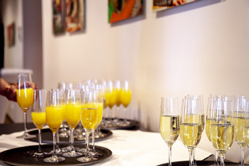 Party and glasses with the guest in the background