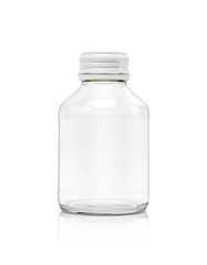 blank packaging clear glass bottle with white cap isolated on white background