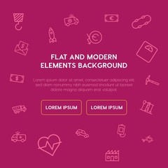 transports, industry, health, money outline vector icons and elements background concept on violet background...Multipurpose use on websites, presentations, brochures and more