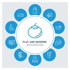 transports, food, drinks, travel Infographic Circle outline Icons Set. Contains such Icons as  business,  website,  elements,  background,  pattern,  banner and more. ..Fully Editable. Pixel Perfect