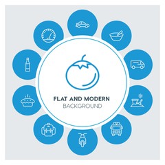 transports, food, drinks, travel Infographic Circle outline Icons Set. Contains such Icons as  business,  website,  elements,  background,  pattern,  banner,  and more. ..Fully Editable. Pixel Perfect