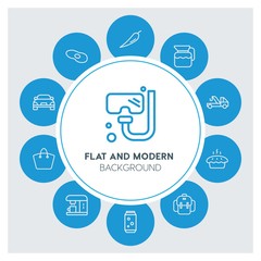 transports, food, drinks, travel Infographic Circle outline Icons Set. Contains such Icons as  business,  website,  elements,  background,  pattern,  banner and more. ..Fully Editable. Pixel Perfect