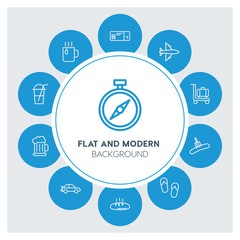 transports, food, drinks, travel Infographic Circle outline Icons Set. Contains such Icons as  business,  website,  elements,  background,  pattern,  banner and more. ..Fully Editable. Pixel Perfect