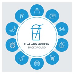 transports, food, drinks, travel Infographic Circle outline Icons Set. Contains such Icons as  business,  website,  elements,  background,  pattern,  banner and more. ..Fully Editable. Pixel Perfect