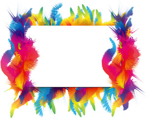 colorful isolated frame. abstract tropic figures like a feathers or leaves. 