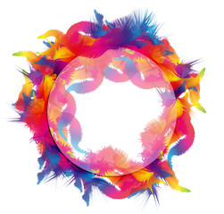 colorful isolated frame. abstract tropic figures like a feathers or leaves. 