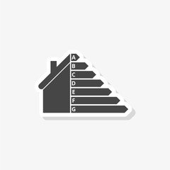 Energy efficiency sticker, House and energy efficiency concept, simple vector icon