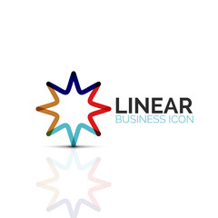 Abstract flower or star, linear thin line icon. Minimalistic business geometric shape symbol created with line segments