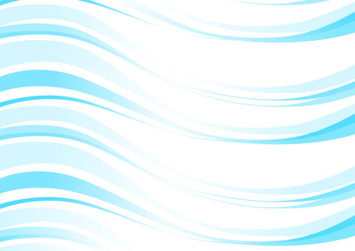 抽象的曲線の背景イラスト: 水色グラデーション