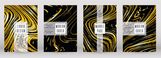 Trendy Marble Cover Design for your Business with Abstract Lines.  Futuristic Poster, Flyer, Layout with Liquid Pattern for Branding, Identity, Annual Report. Vector minimalistic brochure. Luxury.