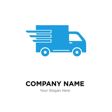 Logistics delivery truck in movement company logo design template