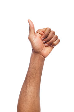 African-american hand making thumb up gesture