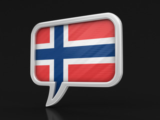 Speech bubble with Norwegian flag. Image with clipping path