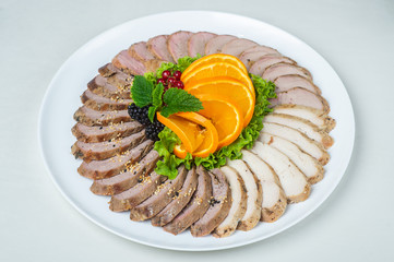 food in plates on a white background