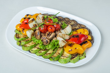 food in plates on a white background