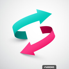 Arrows Logo Concept. Double Arrow Symbol. Vector 3d Icon.