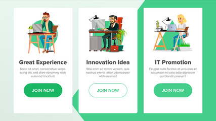 Website Banners Vector. Business Website. Achieve The Goal. Cartoon Character. Income Donation. Illustration